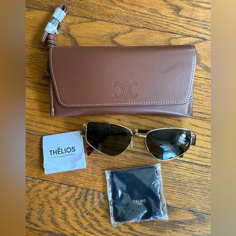 Celine Triomphe cat eye gold metal sunglasses - Picture 7 of 14